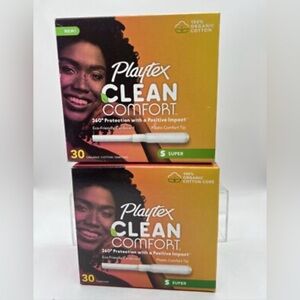 Playtex Clean Comfort Tampons Orange Box Order includes 2 - 30 Ct. Super Box New